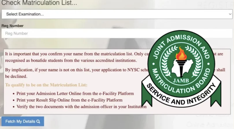 JAMB Institution Matriculation List